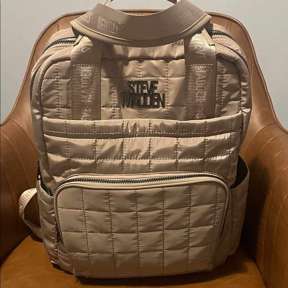 Steve Madden Beige Quilted women’s Backpack/ baby bag/ nurse bag